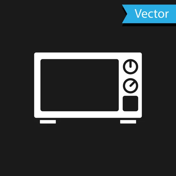 Weißes Mikrowellenherd Symbol Isoliert Auf Schwarzem Hintergrund Hausgeräte Symbol Vektor — Stockvektor