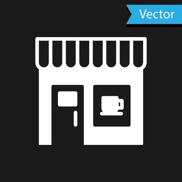 ブラックを基調としたホワイトコーヒーショップのアイコン ベクトル — ストックベクタ