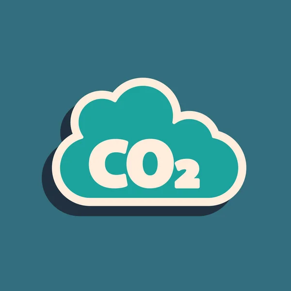 Bulut Simgesindeki Yeşil Co2 Emisyonları Yeşil Arka Planda Izole Edildi — Stok Vektör