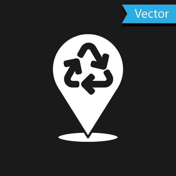 Icono Símbolo Reciclaje Blanco Aislado Sobre Fondo Negro Icono Flecha — Vector de stock