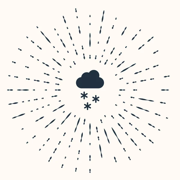Graue Wolke Mit Schneeikone Auf Beigem Hintergrund Wolke Mit Schneeflocken — Stockvektor
