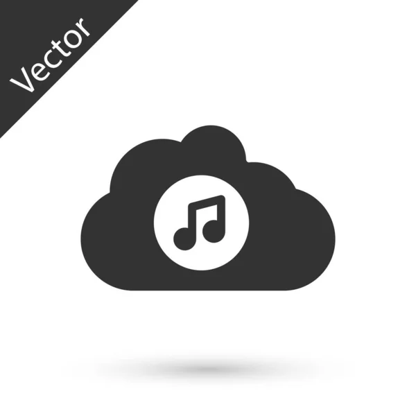 Icône Service Streaming Grey Music Isolée Sur Fond Blanc Cloud — Image vectorielle