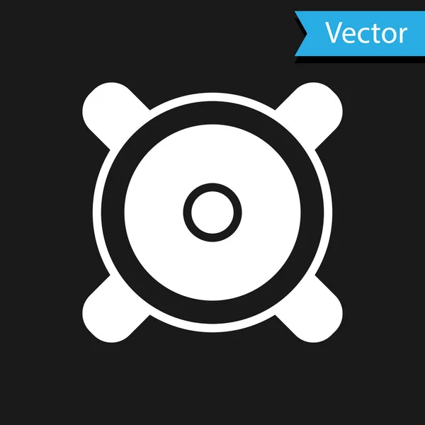 Icono Altavoz Estéreo Blanco Aislado Sobre Fondo Negro Altavoces Del — Vector de stock