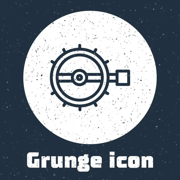 Línea Grunge Icono Caza Trampas Aislado Sobre Fondo Gris Dibujo — Vector de stock