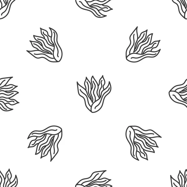 Gri çizgi Seaweed ikonu beyaz arka planda izole edilmiş kusursuz desen. Su altı deniz yosunu spirulinası, deniz yosunu bitkisi. Vejetaryen ve vejetaryen yemekleri. Vektör..