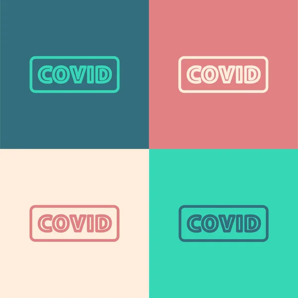 Pop Art Line Corona Virus Covid Icon Isolated Color Background — 스톡 벡터