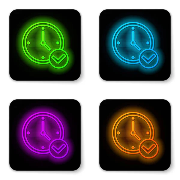 Glowing Neon Line Clock Icon Isolated White Background Time Symbol — Stock Vector