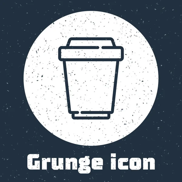 Grunge Line Taza Café Para Icono Aislado Sobre Fondo Gris — Vector de stock