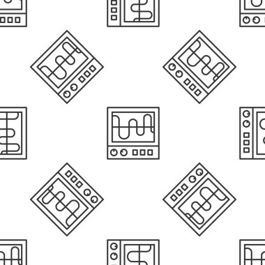 Gri çizgi Oscilloscope sinyal dalga ikonu beyaz arka planda izole edilmiş. Vektör.