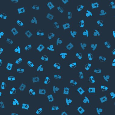 Klinik kayıt evcil hayvanı, evcil hayvan kasesi, kedi burnu ve kusursuz desen. Vektör