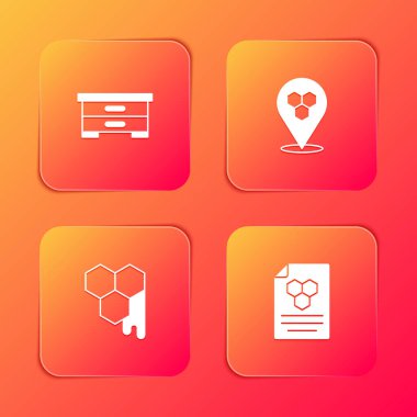 Kovan 'ı arılar, bal peteği konumu ve ikon için ayarla. Vektör