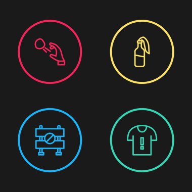 Hat bariyeri, tişört protestosu Kokteyl molotof ve Hooligan 'ın taş atma ikonu. Vektör