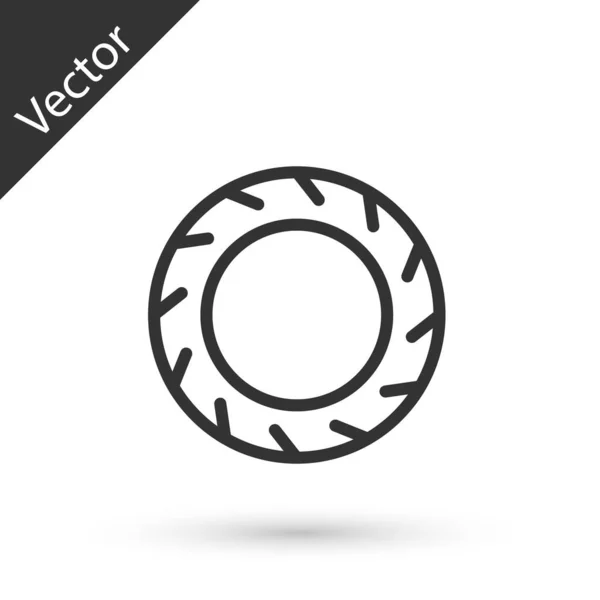 Grey Line Bicycle Wheel Tire Icon Isolated White Background Bike — Stock Vector