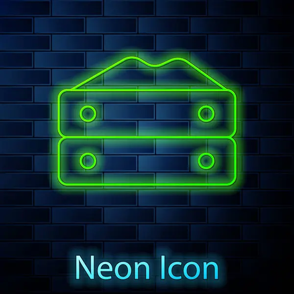 Glödande Neon Linje Väska Mjöl Ikon Isolerad Tegel Vägg Bakgrund — Stock vektor