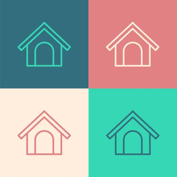 Pop Art Line Dog House Icon Isolated Color Background Dog — Stock Vector