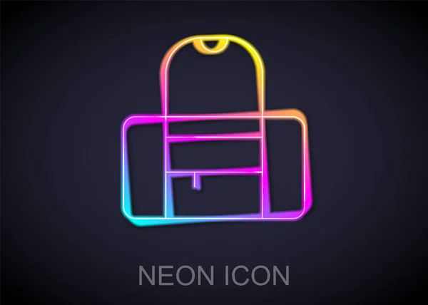 Gloeiende Neon Lijn Sport Tas Pictogram Geïsoleerd Zwarte Achtergrond Vector — Stockvector