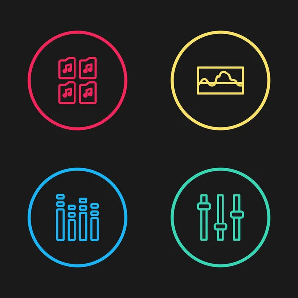 Impostare Linea Musica Equalizzatore Onda Icona Del Documento File Vettore — Vettoriale Stock