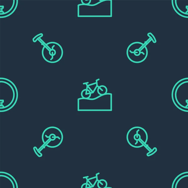 Set Line Vélo Montagne Monocycle Une Roue Vélo Sur Motif — Image vectorielle
