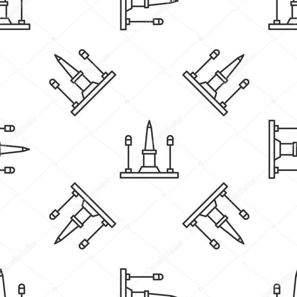 Grey line Place De La Concorde in Paris, France icon isolated seamless pattern on white background.  Vector.