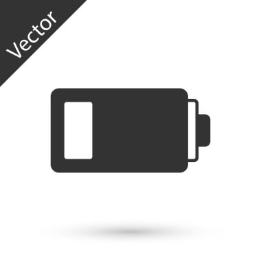 Gri Batarya şarj seviyesi göstergesi simgesi beyaz arkaplanda izole edildi. Vektör