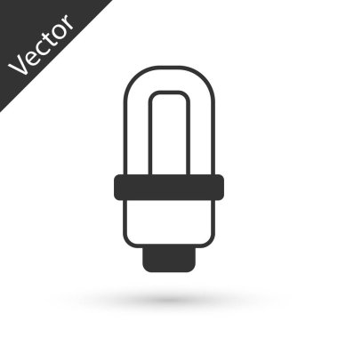 Gri LED ampul simgesi beyaz arkaplanda izole edildi. Ekonomik LED ışıklı ampul. Enerji lambasını sakla. Vektör