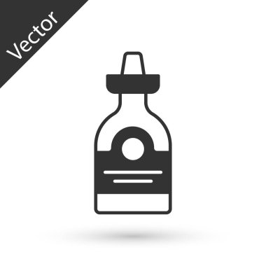 Beyaz arka planda izole edilmiş gri tekila şişesi ikonu. Meksika alkolü. Vektör
