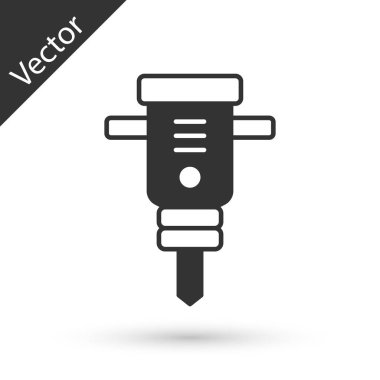 Gri İnşaat kaya matkabı ikonu beyaz arka planda izole edilmiş. Vektör