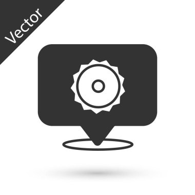 Beyaz arka planda gri dairesel testere bıçak ikonu izole edildi. Testere tekerleği. Vektör