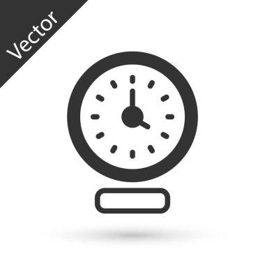 Gri Saat simgesi beyaz arkaplanda izole edildi. Zaman sembolü. Vektör