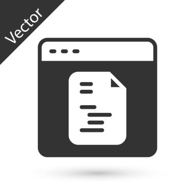 Gri Yazılım, Web Geliştirici programlama kodu simgesi beyaz arkaplanda izole edildi. Program kodunun rastgele bilgisayar betiği parçalarını Javascript et. Vektör