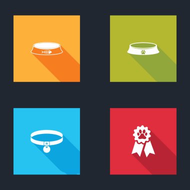 Evcil hayvan kasesi, tasma ve ödül sembolü ikonu. Vektör.