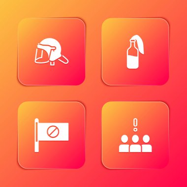 Polis miğferi, Kokteyl molotofu, Protesto ve Kalabalık protesto ikonu. Vektör.