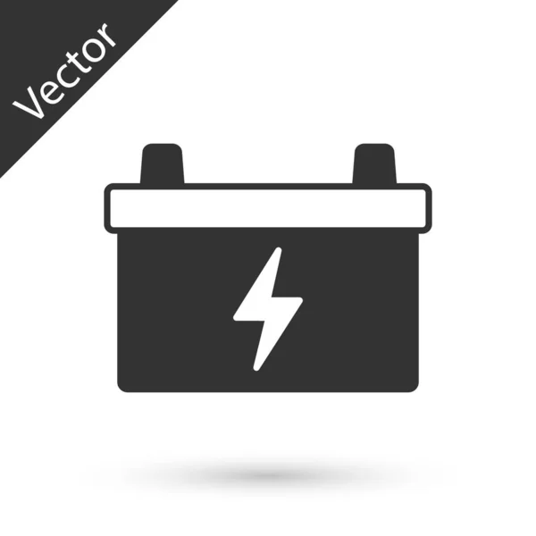 Ikona Baterie Grey Car Izolované Bílém Pozadí Akumulátorová Akumulátorová Baterie — Stockový vektor