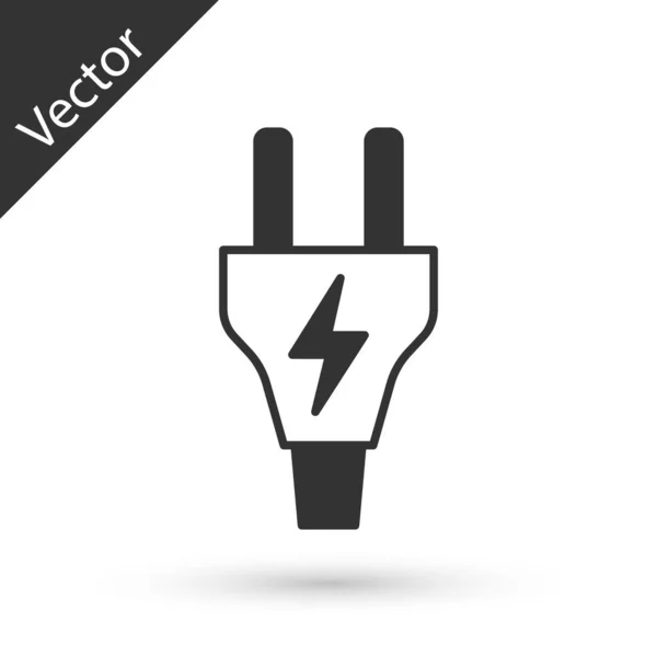 Icono Enchufe Eléctrico Gris Aislado Sobre Fondo Blanco Concepto Conexión — Vector de stock