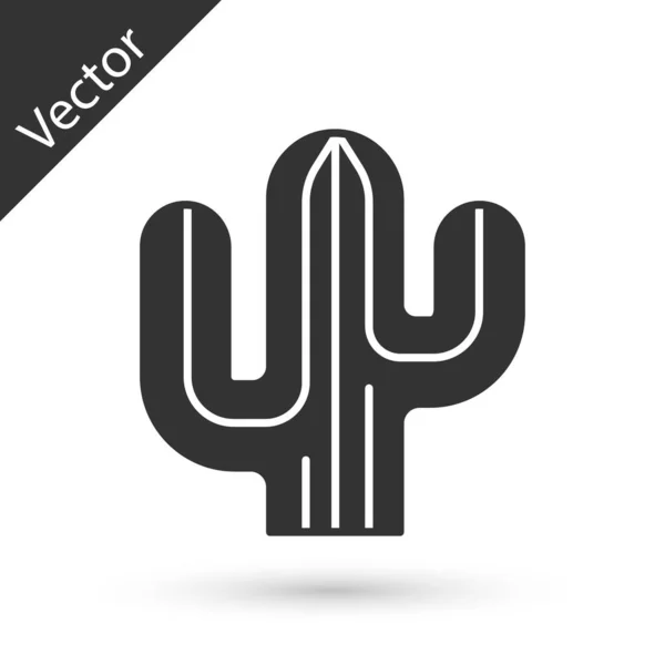 Icono Cactus Gris Aislado Sobre Fondo Blanco Vector — Vector de stock