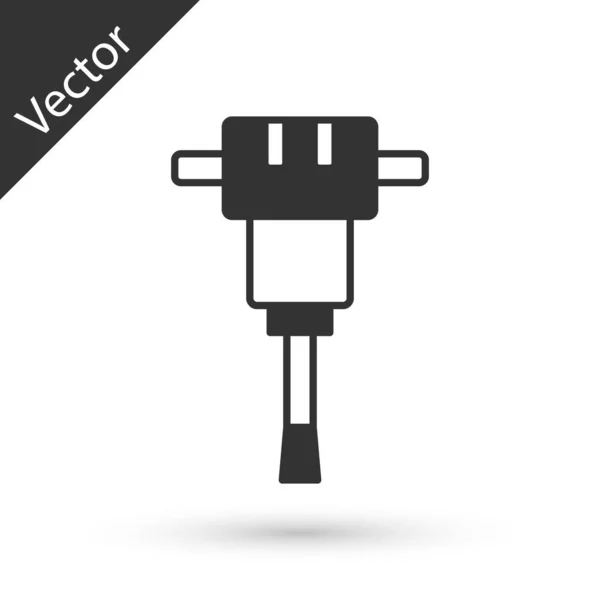 Icono Martillo Neumático Construcción Gris Aislado Sobre Fondo Blanco Vector — Vector de stock