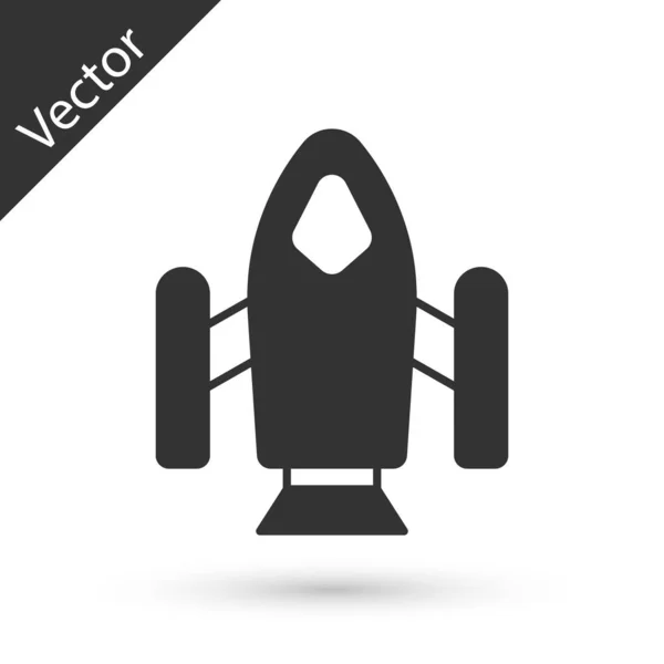 Icono Gris Nave Rocket Aislado Sobre Fondo Blanco Viaje Espacial — Vector de stock