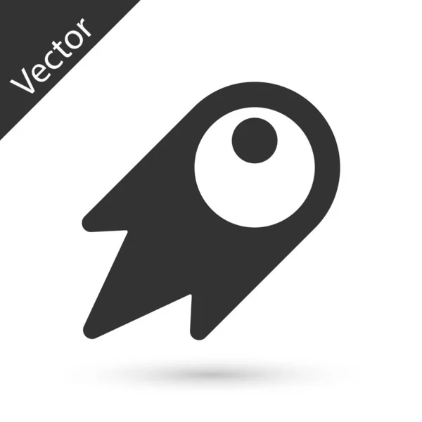 Šedá Kometa Padá Dolů Rychle Ikona Izolované Bílém Pozadí Vektor — Stockový vektor