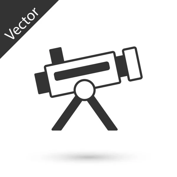 Иконка Серого Телескопа Выделена Белом Фоне Научный Инструмент Элемент Образования — стоковый вектор