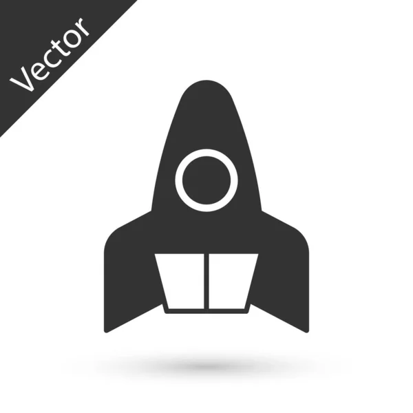 Pictograma Navei Grey Rocket Izolată Fundal Alb Călătorie Spaţială Vector — Vector de stoc