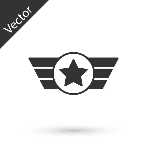 Icono Militar Estadounidense Grey Star Aislado Sobre Fondo Blanco Insignias — Vector de stock