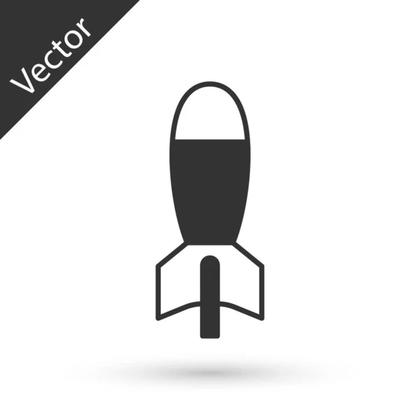 Lanzacohetes Gris Con Ícono Misil Aislado Sobre Fondo Blanco Vector — Vector de stock