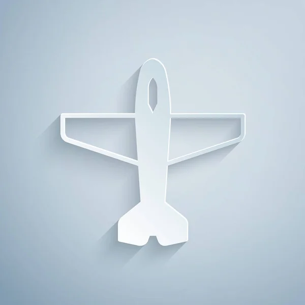 Paper Cut Plane Icon Isolated Grey Background Flying Airplane Icon — Stock Vector