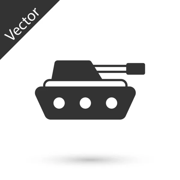 Grijze Militaire Tank Icoon Geïsoleerd Witte Achtergrond Vector — Stockvector