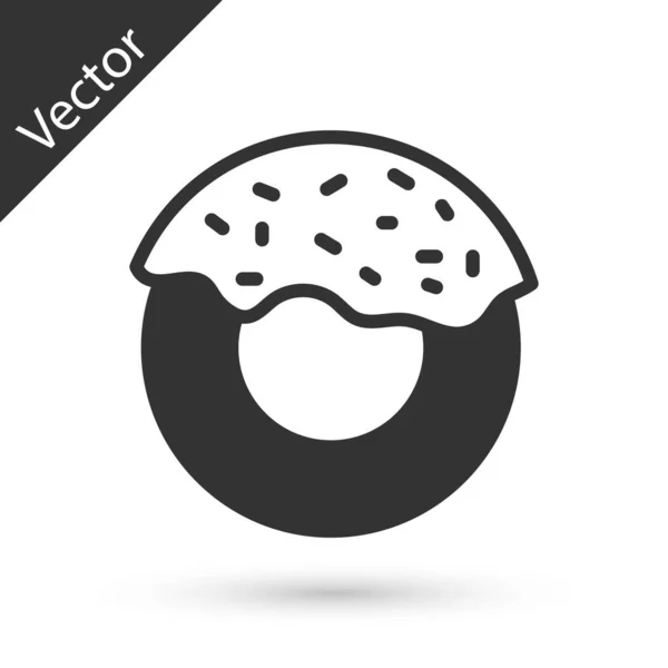 Grauer Donut Mit Süßer Glasur Auf Weißem Hintergrund Vektor — Stockvektor