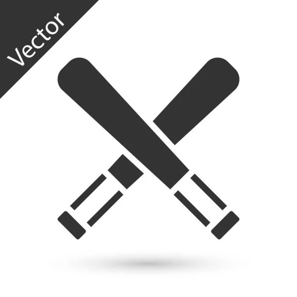 Grey Crossed Icono Bate Béisbol Aislado Sobre Fondo Blanco Vector — Vector de stock