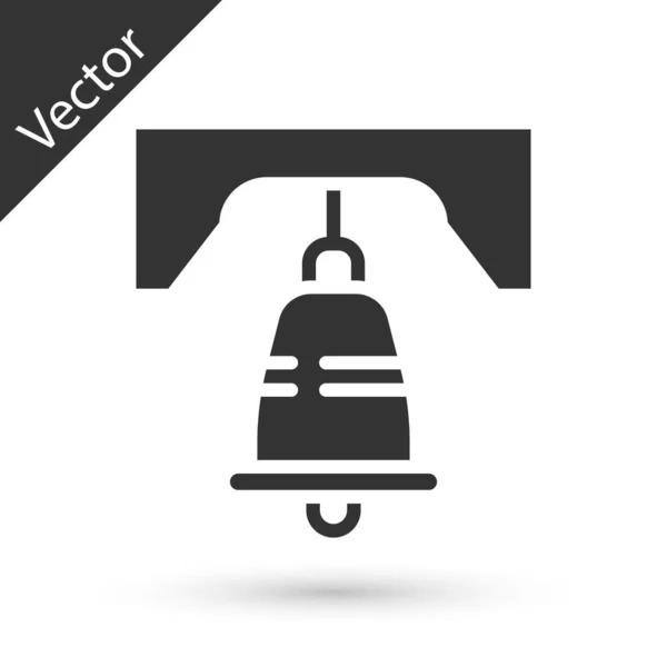 Grey Liberty Bell Philadelphia Icon Isolated White Background Vector — Stock Vector