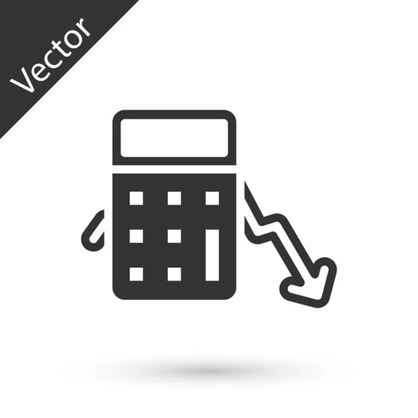 Gris Cálculo Gastos Icono Aislado Sobre Fondo Blanco Vector — Vector de stock
