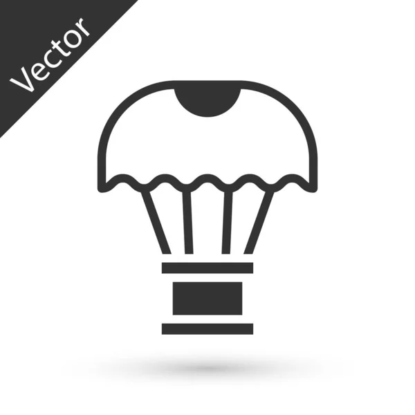 Boîte Grise Volant Sur Icône Parachute Isolé Sur Fond Blanc — Image vectorielle