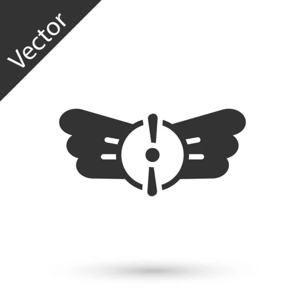 Icono Del Emblema Aviación Gris Aislado Sobre Fondo Blanco Iconos — Vector de stock